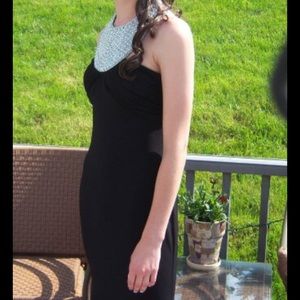 Long Black dress formal sz 6 with halter neck